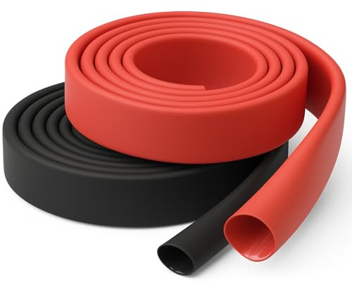 Tubo retráctil 12,7 mm Ø, 3:1 con adhesivo, de doble pared, impermeable y resistente al desgaste – 2 m rojo y 2 m negro
