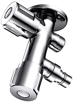 CLISPEED Vannes D'arrêt D'évier Et D'eau Pour Machine à Laver, Certifiées, Robinet à Double Commande Multifonction, Galvanoplastie Brillante, Adapté Pour Lave-linge Et Toilettes, 1 Entrée 2 Sorties,