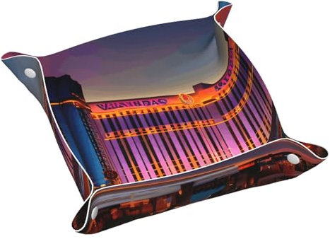 Las Vegas Sunset 1 Leder-Aufbewahrungstablett, Schreibtisch-Organizer, Caddy Box, dekoratives Herren-Zubehör