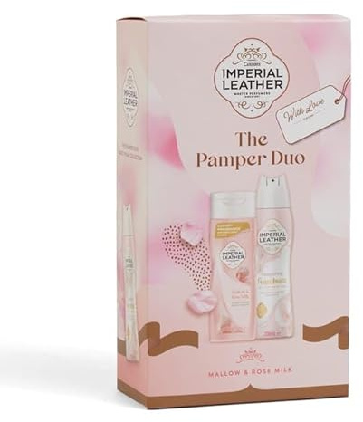 Imperial Leather Pamper Duo Gift Set, Mallow & Rose Milk, Shower & Shave Foam 200ml and Mint & Tea Tree Shower Gel 250ml