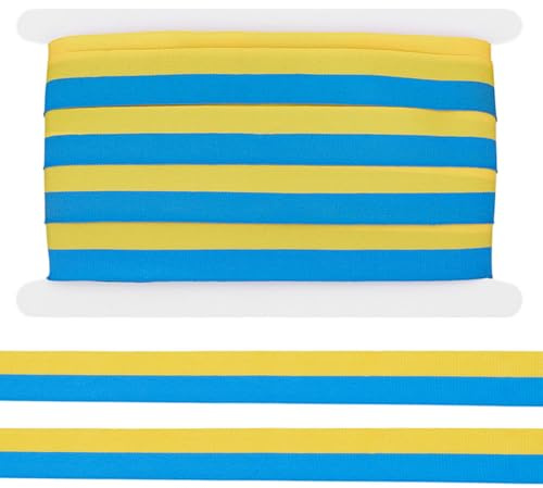 PH PandaHall 25 Yards Down Syndrom Bewusstseinsband Gelbes Und Blaues Satinband Zum Verpacken von Geschenken Zum Welt Down Syndrom Tag Broschenherstellung DIY Bastelverzierungen 25mm Breit