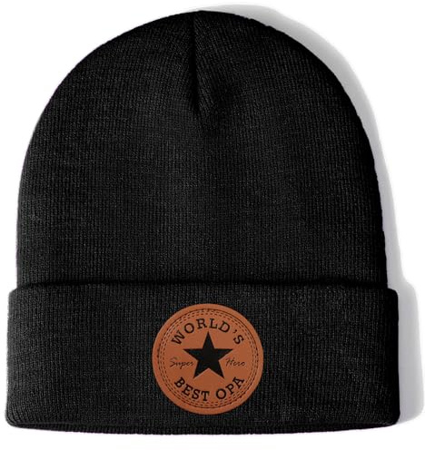 Aretas Papa Opa Dad Grandad Mütze Beanie Geschenk für Herren Strickmütze Geburtstagsgeschenk Ruhestand Geschenke Schwarz