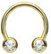 beyoutifulthings Hufeisen-Ring 2 ZIRKONIA Universal-Piercing Brust Nippel Nase Septum Ohr Helix Cartilage Edelstahl Gold Clear 1,2mm 10mm