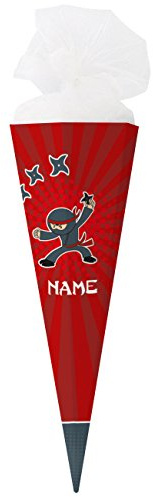 Striefchen® Ninja Zuckertüte mit Namen des Kindes - toll für kleine Schattenkrieger die in die Schule kommen 80 cm