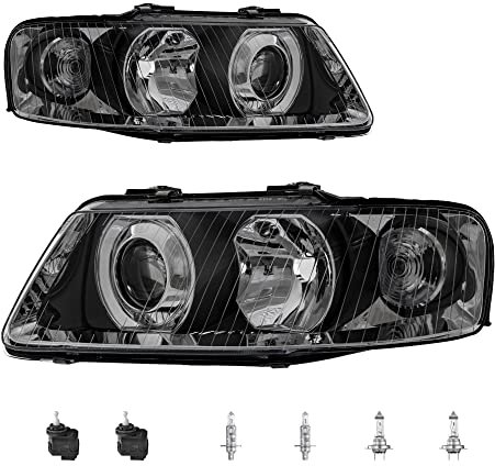 EISENFELS Bundle Set 69617855 Scheinwerfer rechts & links + Stellmotor + Leuchtmittel H1 Classic + H7 Classic kompatibel mit A3 8L1