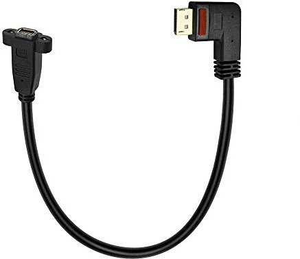 Duttek Right ot Left Angled 90 Degree DisplayPort to Mini DisplayPort Adapter with Screw Panel Mount Extension Cable For Monitor,Computer(DP Male to Mini DP Female) (Right)