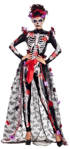 Party King Rosas Day of the Dead Kostüm für Damen, Schwarz, XL