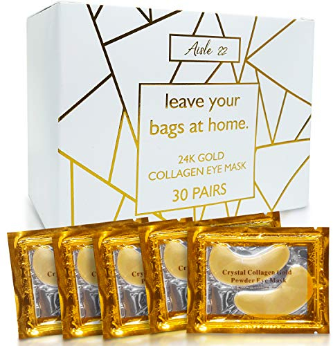 AISLE 82 30 Pairs 24K Gold Under Eye Patches for Women – Collagen Gold Masks for Dark Circles and Puffiness - Under Eye Bags Treatment