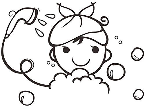 Casecover Wandaufkleber Saubere Dusche Zeit Nettes Kleine Mädchen-Kind-Badezimmer Glastür Wand-Aufkleber-Dekoration-Aufkleber 1pc