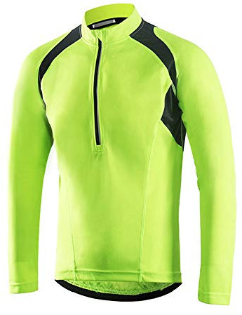 Dooy Men's Cycling Bike Jersey Short Sleeves Biking Running Shirts 3+1 Pockets, Breathable Quick Dry MTB Shirt (Yellow- M)