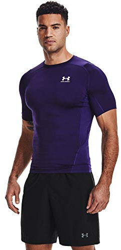 Under Armour Men's HeatGear Compression Short-Sleeve T-Shirt, Purple (500)/White, Large Tall