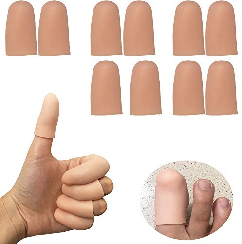 Kris-kikomy Gel Finger Protectors Finger Caps Silicone Fingertips Protection - Finger Cots Great for Trigger Finger, Finger Arthritis, Finger Cracking and Other Finger Pain Relief(Nude, Medium)
