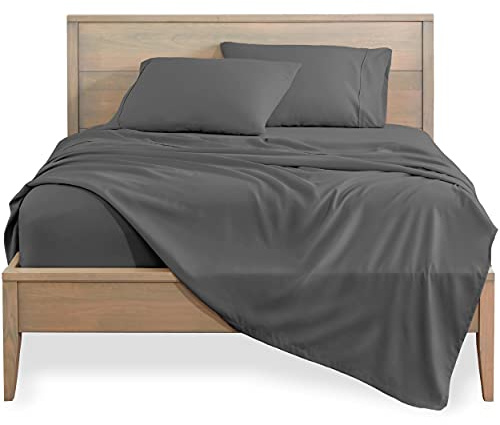 Bare Home Premium 1800 Ultra-Soft Sheet Set (Double, Grey) | Ultra-Soft Double-Brushed Microfibre Sheets - Deep Pocket - 4 Piece Set - Fitted Sheet, Flat Sheet, and 2 Pillowcases