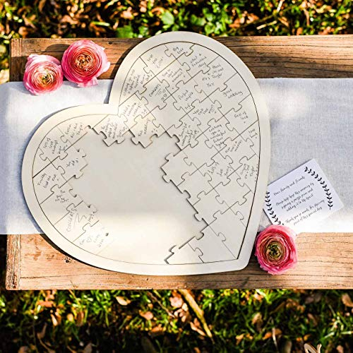 DISOK Signature Puzzle Holz Herz Originelle Details zur Unterschrift bei Hochzeit, Taufe, Kommunion.