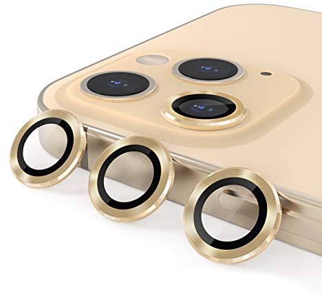 CloudValley Kameraschutz Kompatibel mit iPhone 12 Pro Max Kamera Panzerglas, Camera Protector HD Klar Aluminiumlegierung Kamera Schutzfolie Linse, Blasenfrei Gehärtetes Glas - Oro