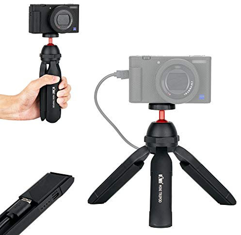 Mini Tabletop Tripod with Power Bank Handgrip for Sony ZV-1 A6600 RX100, M50 M6II G7XIII, Panasonic G100, Zoom H6, DJI Osmo Pocket GRIII etc. Compact Mirrorless Entry-level DSLR Camera Selfie Stick