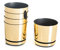 KORAD Ensemble de 5 Pots avec Soucoupe d'un diamètre de 12 cm, Motif 011 - Or Brillant ; Glamour ; Moderne, Haute Brillance, Style Classique, Rustique, loft, pour Plantes, Herbes.