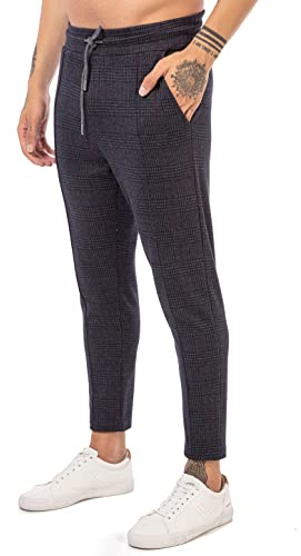 Redbridge Chino-Hose für Herren Freizeithose kariert mit Gummibund Jogg-Pants Casual