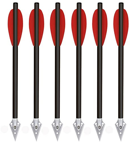 PMSM 6,3 Carbon Armbrust Bolzen Pfeile mit Jagdspitze für 50 lb / 80lb Pistole Armbrust Präzisionsziel Carbon Armbrustbolzen Armbrustpfeile Pistolenarmbrust Bolzen (6stk red)