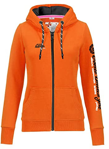 M.Conte - Felpa da donna con cappuccio, colore: Nero/Rosa con cappuccio, Colore: arancione., L