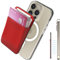 Sinjimoru [2022 Updated] iPhone 14 Basic Magnetic Wallet for Apple Magsafe, Stretchy Fabric Cell Phone Card Holder for Back of Phone for iPhone 12, 13 & 14 Series. M-Basic (Red)