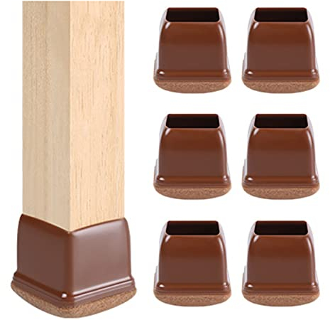 32 Stück Stuhlbeinkappen Silikon Mit Filz, Quadratische Gummi Schutzkappen Stuhlbeinschutz Bodenschutz Fußkappen Stuhlbeinkappen Kunststoff Bodenschoner Möbelbeine(Size:large size28-40mm,Color:braun)