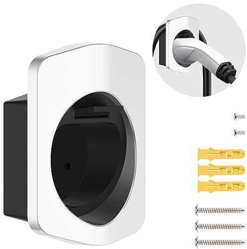 J&D Type 2 EV Charger Holder, Strong Organiser Cable Holder Type 2 Wall Bracket, Wall Box Charging Cable Tidy Management for Indoor Outdoor Use, Silver