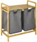 HOMCOM Bamboo Laundry Basket with 2 Pull-out Bags, Laundry Hamper with Shelf for Bathroom, Bedroom, Laundry Room - Grey