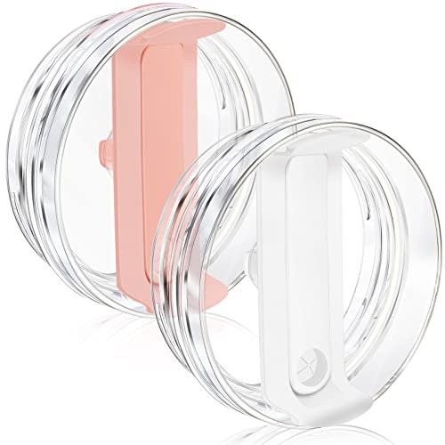 Mojoker 2 Pcs Skinny Tumbler Lid Replacement, 40 OZ Tumbler Lid Compatible for Stanley, Spill Proof Splash Resistant Tumbler Covers Fit for Stanley Tumbler and More Coffee Mugs, Pink + White
