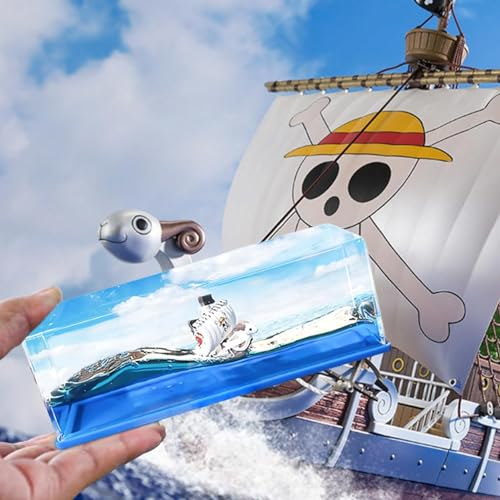 FIYSON Flüssigkeitsdriftflasche Für Kreuzfahrtschiffe - Unsinkable Boot In Einer Box, One Piece – Tausend Sunny Schiff Collection, Never Sink Fluid Drift Schiffs,für Tisch und Auto Dekoration (Stil 2)