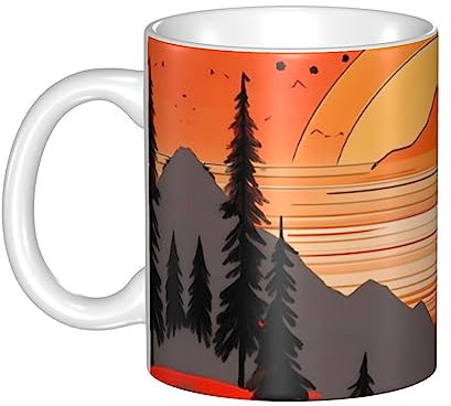 STejar Tree hills and rivers Ceramic Tea Mug Coffee Mug, Men's and Women's Tea Mugs for Office and Home with Handle, Camping Mug.11 oz.