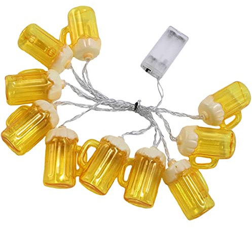 Warmhm Schnur Zimmerdekoration für Teenager-Mädchen Bier Dekorationen Tiki-Lichter Biergeburtstagsdeko für Männer Weihnachtsbeleuchtung Bierlichter drinnen Laternenpfahl Anhänger Plastik