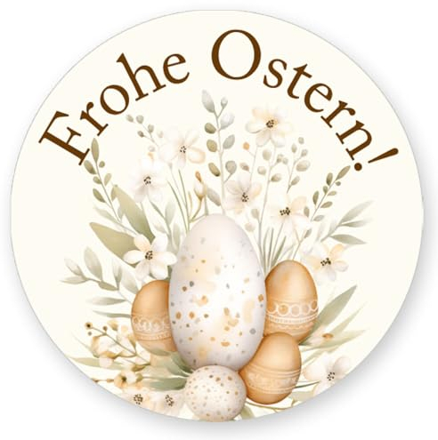 50 Aufkleber FROHE OSTERN - Ostermotiv Rund Ø 4,5 cm, Besondere Anlässe Ostern, Motiv-Sticker
