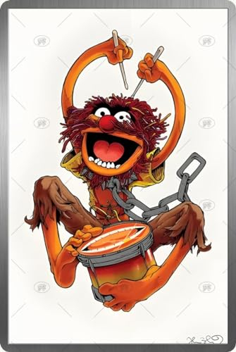 FUXIZY Muppet Tier-Poster, Vintage-Zinn-Logo, Metall-Wandkunst, Badezimmer-Dekor, Geschenk, Bar, Garage, Café, Zuhause, Kaffee, Wandaufkleber, 20,3 x 30,5 cm
