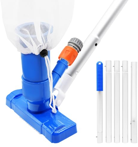 [2024 Upgrade] Pool-Staubsauger für Aufstellpools, Handgeführter Schwimmbad-Jet-Reiniger, Laubsauger-Reinigungsset mit Bürste und 5-teiligen Stangen von 70, Kleiner Staubsauger für Unterwasser