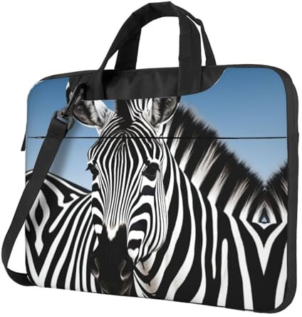 Zebra Printed Laptop Bag,Durable Computer Case Laptop Carrying Case,15.6 14 13 Inch Laptop Case With Handle, Black, 15.6