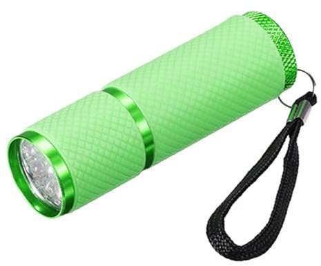 PATIKIL 9 LED Brillan en Oscuridad Linternas Mini Aluminio Linterna Goma Revestida Linterna con Correa para Acampar Senderismo Fiesta Verde