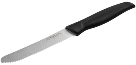 Nirosta Basic Cuchillo para Desayuno 20 cm, Hoja de Sierra 11 cm de Acero Inoxidable, Óptimo para Cortar Pan y Untar con Facilidad, Mango de Plástico Negro, Agarre Cómodo, 1 ud.