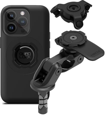Quad Lock Support Téléphone pour Fourche de Moto Pro avec Amortisseur de Vibrations et Coque MAG pour iPhone 14 Pro