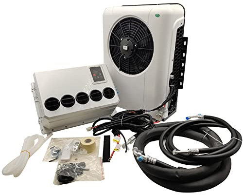 Aire acondicionado de furgoneta camper de camión eléctrico universal de 12 V - Nueva energía Unidad de aire acondicionado dividida automotriz 100% eléctrica 12 V 6600 para semirremolques, solución de