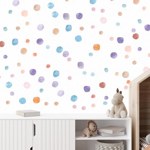 296 Stück Bunt Wandtattoo Kinderzimmer Wandsticker für Mädchen Junge Wandtattoo Punkt Selbstklebend Kreise Pastell Sticker Babyzimmer Deko Aquarell Polka Dot Wandaufkleber Für Schlafzimmer Spielzimmer