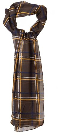 Rydale Ladies Floaty Scarf Stylish Checked Summer Women's Scarves Wrap Shawl 3 Colours (Bark, One Size)