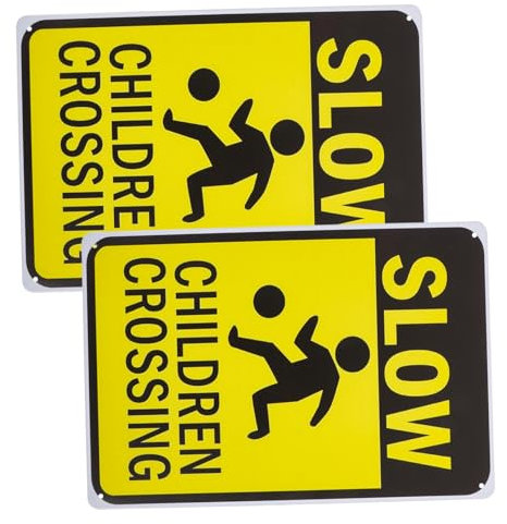 Hohopeti Panneau Davertissement Ralentissez Les Garçons Et Les Filles Qui Traversent Panneau De Passage Pour Enfants Pour Les Rues Matériau En Fer