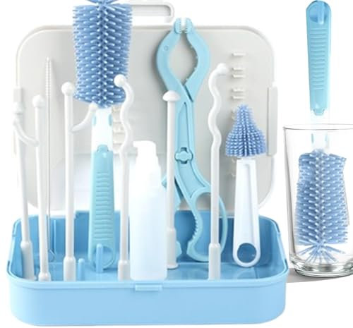 Honhoha Kit de limpieza de biberones de viaje,Kit de limpieza de biberones de viaje | Kit de limpieza para lavadora de botellas de viaje - Juego de limpieza de botellas que ahorra espacio para viajar,