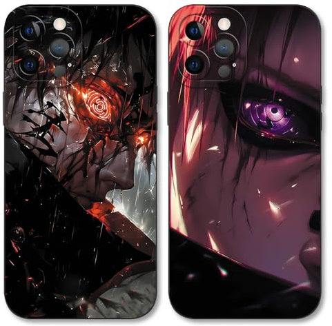 PBNDJVG 2 Stück Handyhülle für iPhone 11 Hülle 6.1'', Anime Cartoon Naruto Uchiha Itachi Sasuke Manga Muster Schutzhülle Jungs Case Schutz der Linse Design Silikon TPU Cover Stoßfest, Schwarz