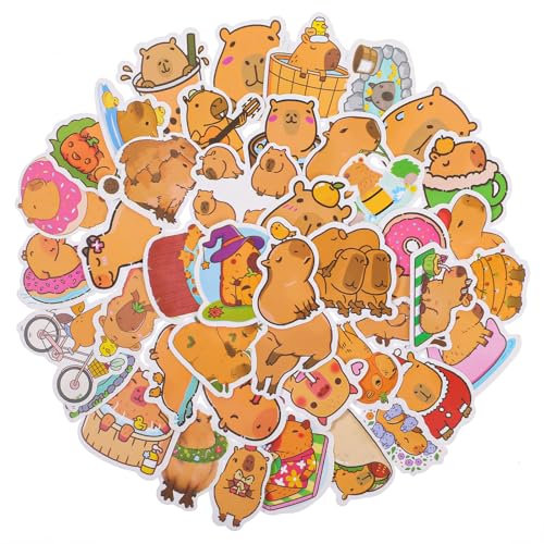 100 Stück Capybara Aufkleber Wasserschwein Vinyl Stickers Wasserdicht Ästhetisch Aufkleber für Jugendliche Kinder Erwachsene Wasserflaschen Laptop Telefon Gitarre Skateboard Computer Koffer Fahrrad