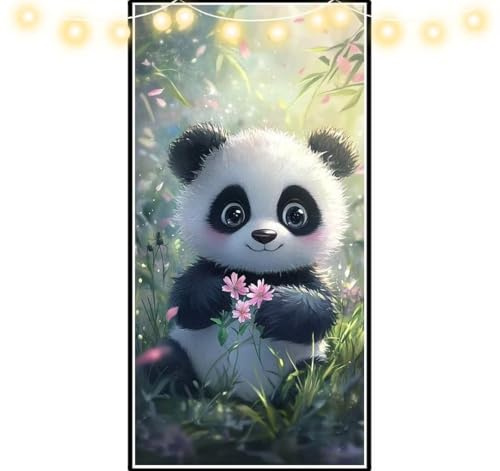Diamond Painting Panda Diamant Painting Adulte Difficile Mignon, Peinture Diamant 5D Diamond Painting DIY Adulte Diamond Broderie Diamant Point de Croix Kit Complet, Décoration Murale 90x180 cm S1085