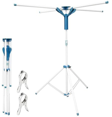 Mapille Tenderetes de Ropa Plegables con 4 Alas, Tendedero Plegable Extensible, Percha Extensible, Toldo Plegable Válido para Interior y Exterior Camping Balcon
