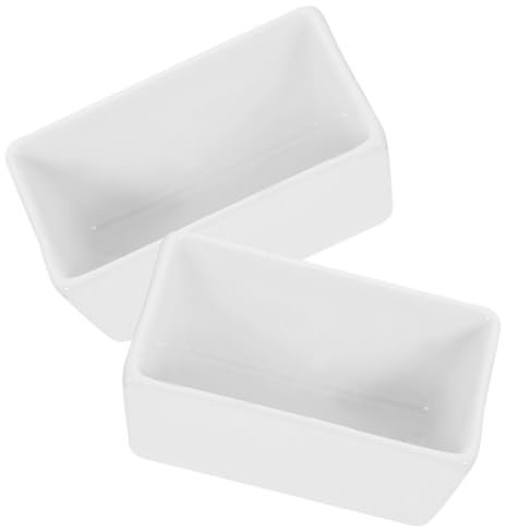 EXHUMKY Porta Bustine Di Zucchero in Ceramica Rettangolare Da 2 Pezzi, Contenitore Per Zucchero, Ciotola Per Salsa in Porcellana Da Cucina, Organizer Per Stazione Di Caffè