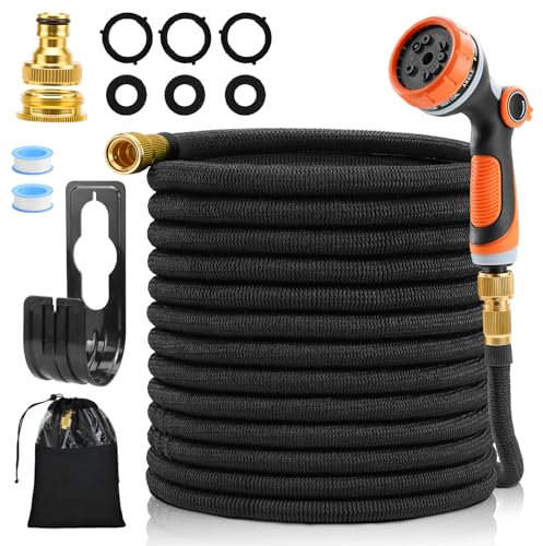 Aischens 30M Expandbarer Gartenschlauch mit 10 Bewässerungsmodi Hochwertiger Flexibler Multifunktionsschlauch mit Messinganschlüssen Für Garten Auto Hundewäsche